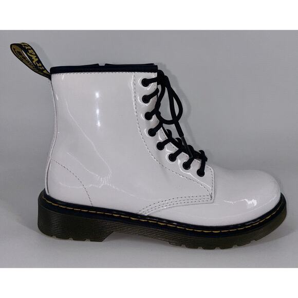 Dr Martens Doc 1460Y Youth Patent Leather Lace Up Boots White US Big Girl 5 MINT - Picture 8 of 12